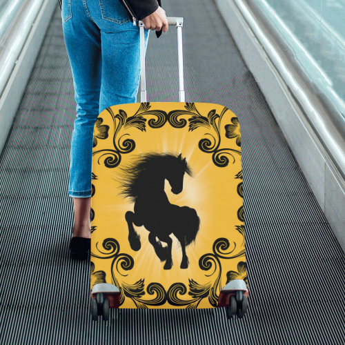 Black horse silhouette Luggage Cover/Medium 22"-25"