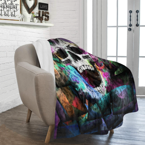 Skull Popart by Nico Bielow Ultra-Soft Micro Fleece Blanket 50"x60"