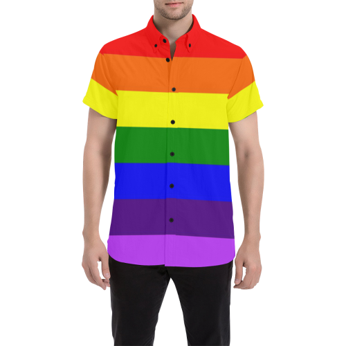 Rainbow Flag (Gay Pride - LGBTQIA+) Men's All Over Print Short Sleeve Shirt (Model T53)