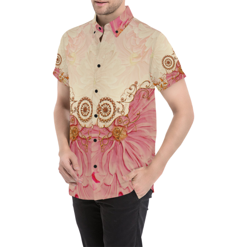 Beautiful vintage design soft colors Men's All Over Print Short Sleeve Shirt (Model T53)