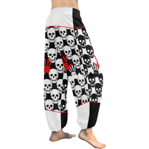 Skulls and Hands - black and white II Women's All Over Print Harem Pants (Model L18)