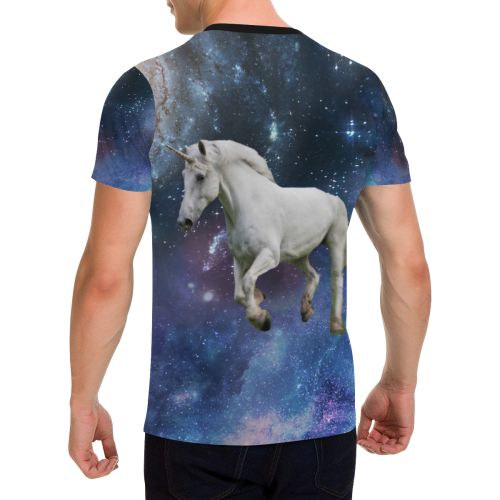 Unicorn and Space Men's All Over Print T-Shirt with Chest Pocket (Model T56)