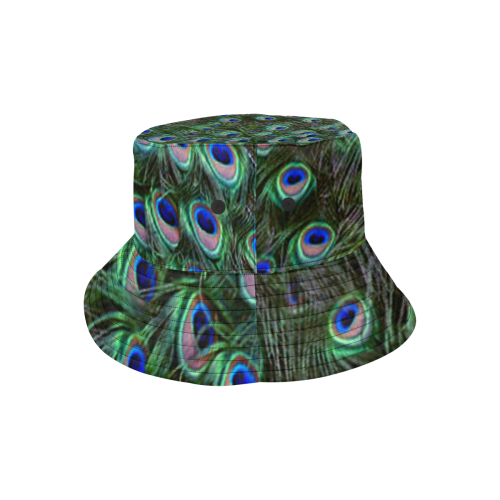Peacock Feathers All Over Print Bucket Hat