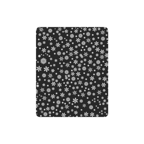 Christmas White Snowflakes on Black Rectangle Mousepad