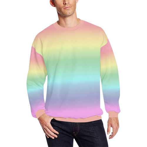 Pastel Rainbow Men's Oversized Fleece Crew Sweatshirt (Model H18)
