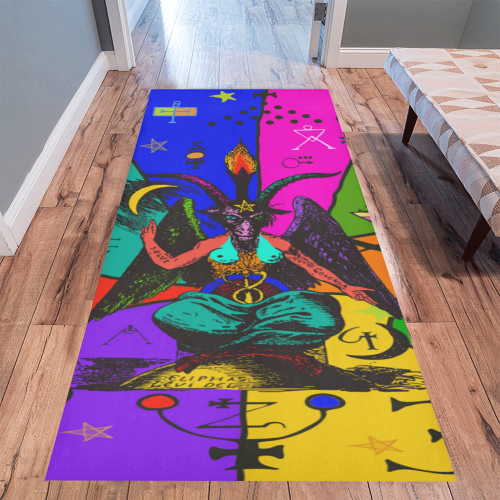 Awesome Baphomet Popart Area Rug 9'6''x3'3''
