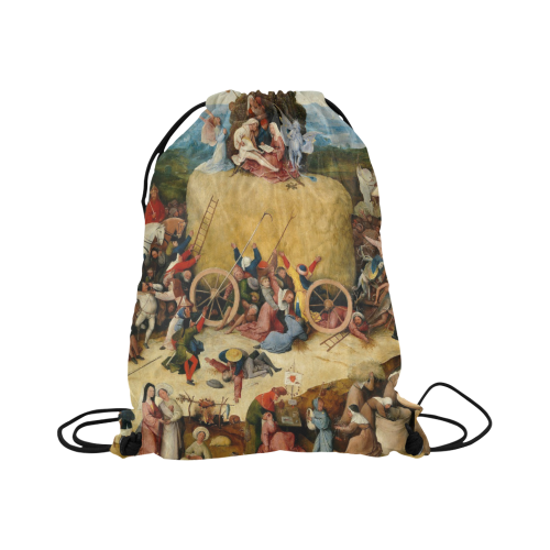 Hieronymus Bosch-The Haywain Triptych 2 Large Drawstring Bag Model 1604 (Twin Sides)  16.5"(W) * 19.3"(H)