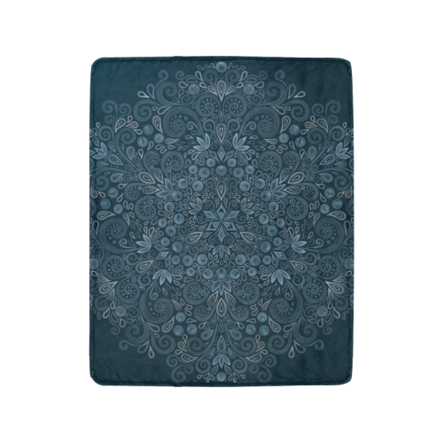 Blueberry Field, Blue, Watercolor Mandala Ultra-Soft Micro Fleece Blanket 40"x50"