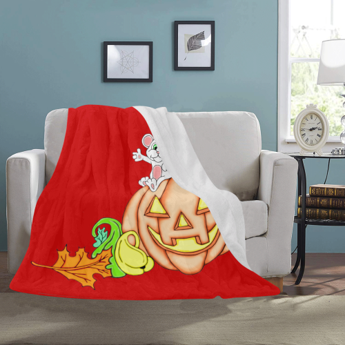 Cute Mouse Halloween Punpkin Red Ultra-Soft Micro Fleece Blanket 50"x60"