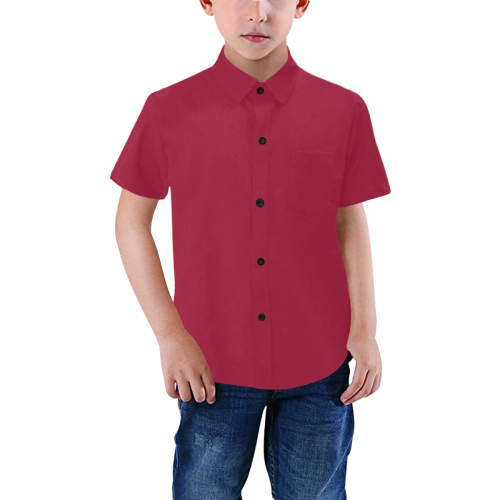 Color Solid Jester Red Boys' All Over Print Short Sleeve Shirt (Model T59)