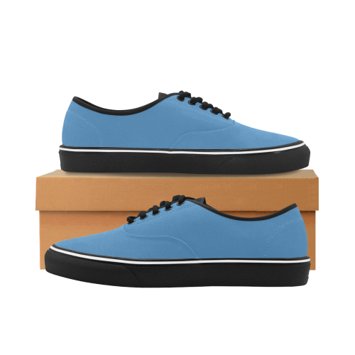 color steel blue Classic Women's Canvas Low Top Shoes (Model E001-4)