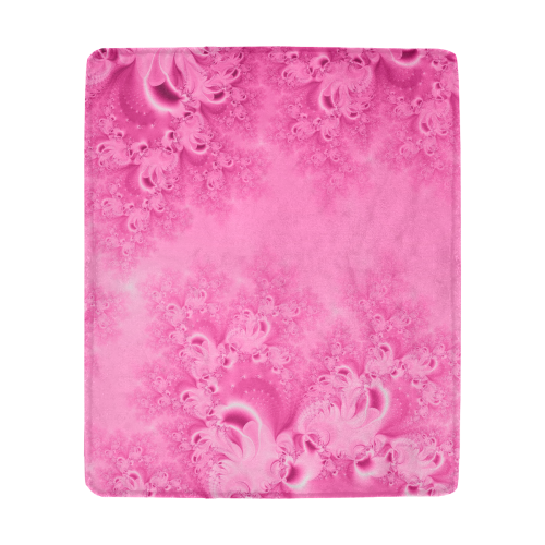 Soft Pink Frost of Morning  Fractal Abstract Ultra-Soft Micro Fleece Blanket 50"x60"