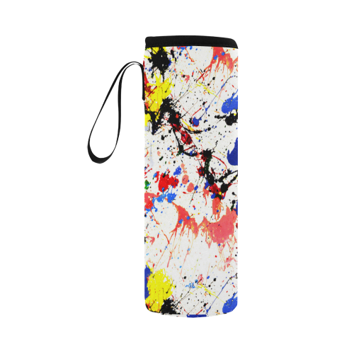 Blue and Red Paint Splatter Neoprene Water Bottle Pouch/Large