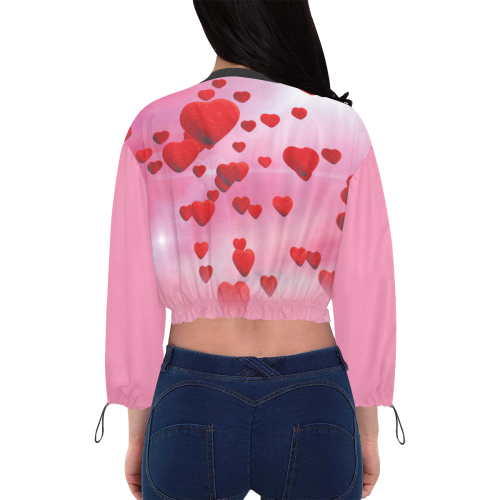 lovely romantic sky heart pattern for valentines day, mothers day, birthday, marriage Cropped Chiffon Jacket for Women (Model H30)