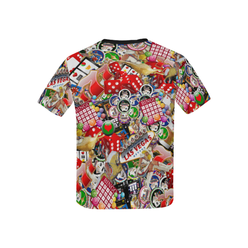 Gamblers Delight - Las Vegas Icons Kids' All Over Print T-Shirt with Solid Color Neck (Model T40)