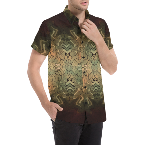 snake scales skin mosaic pattern Men's All Over Print Short Sleeve Shirt/Large Size (Model T53)