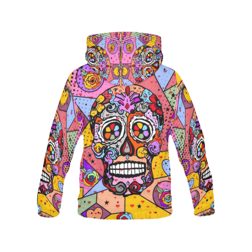Skull Popart by Nico Bielow All Over Print Hoodie for Men/Large Size (USA Size) (Model H13)