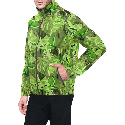 Tropical Jungle Leaves Camouflage Unisex All Over Print Windbreaker (Model H23)