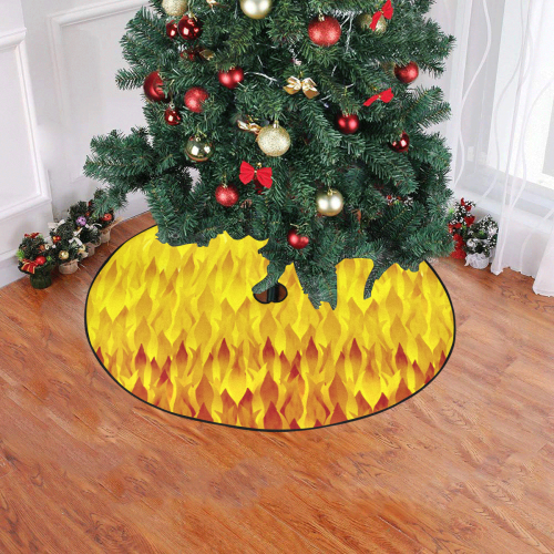 Fire and Flames Illustration Christmas Tree Skirt 47" x 47"