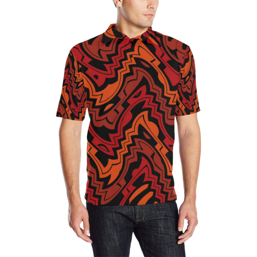 Heat Wave Men's All Over Print Polo Shirt (Model T55)