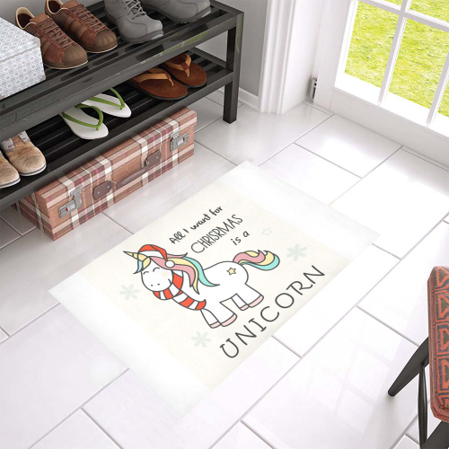 All I Want For Christmas Is A Unicorn Azalea Doormat 24" x 16" (Sponge Material)