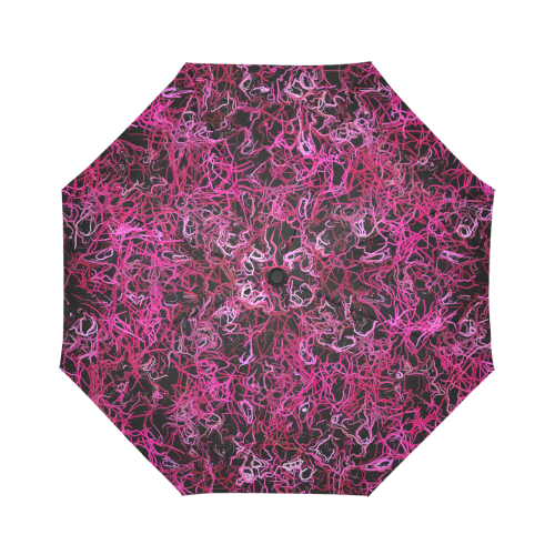 Hot Pink and Black Electric Lines Auto-Foldable Umbrella (Model U04)