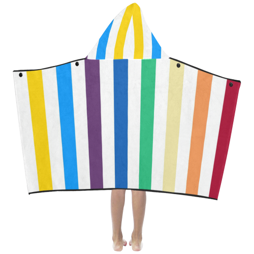 Rainbow Stripes with White Kids' Hooded Bath Towels