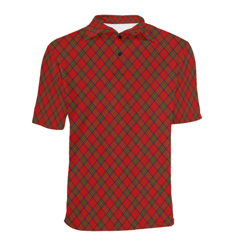 Red Tartan Plaid Pattern Men's All Over Print Polo Shirt (Model T55)