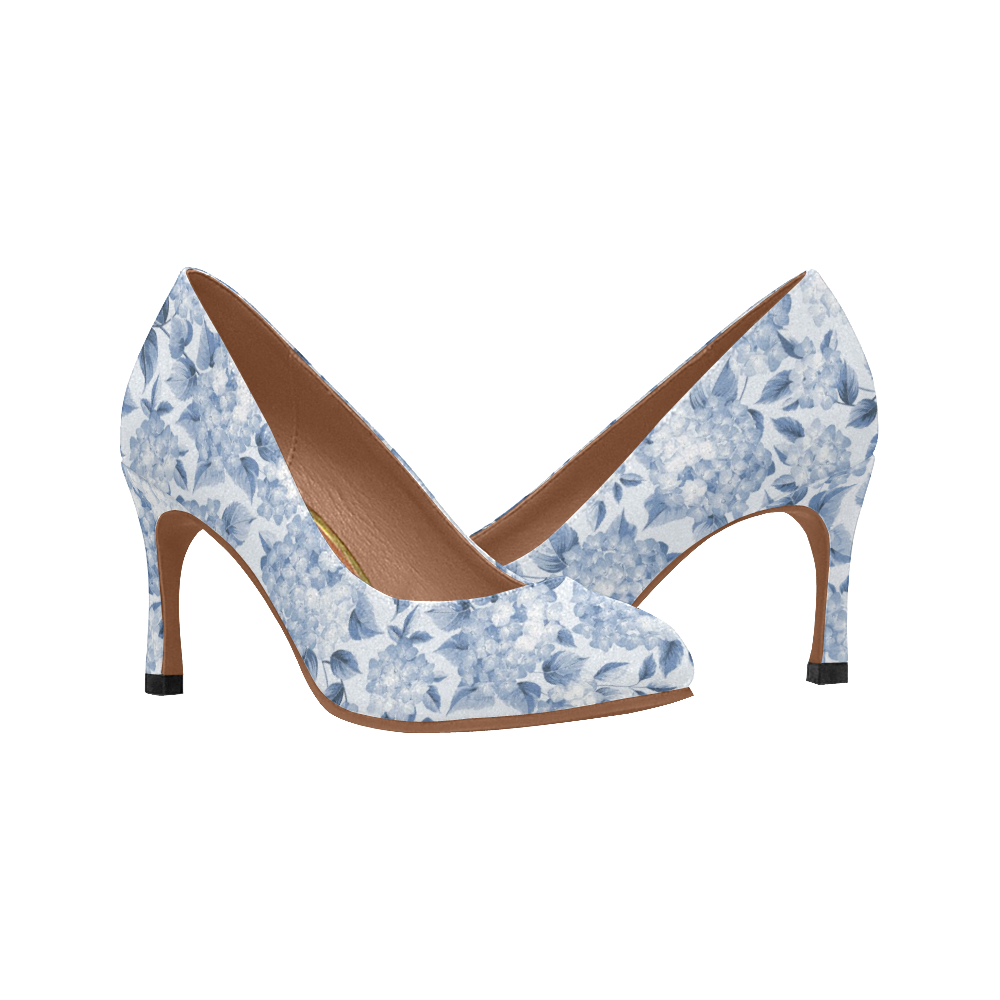 blue and white high heels