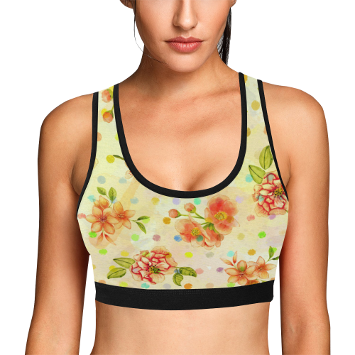 Watercololor Pink Blossoms Wallpaper Trend 3 Women's All Over Print Sports Bra (Model T52)