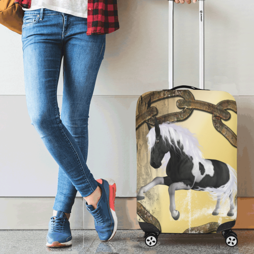 Horse in black and white Luggage Cover/Small 18"-21"