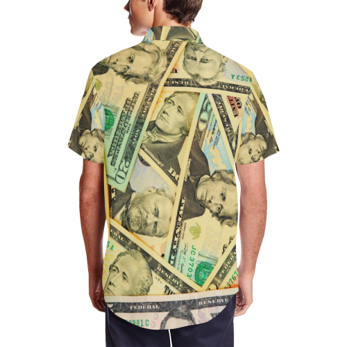 US DOLLARS Men's Short Sleeve Shirt with Lapel Collar (Model T54)