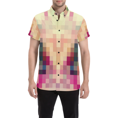 Karo Pattern by Nico Bielow Men's All Over Print Short Sleeve Shirt (Model T53)