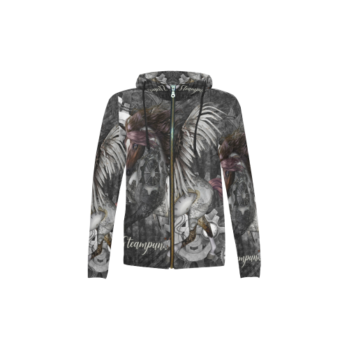 Aweswome steampunk horse with wings All Over Print Full Zip Hoodie for Kid (Model H14)