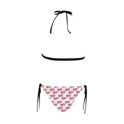 Puerto Rican Flags Buckle Front Halter Bikini Swimsuit (Model S08)