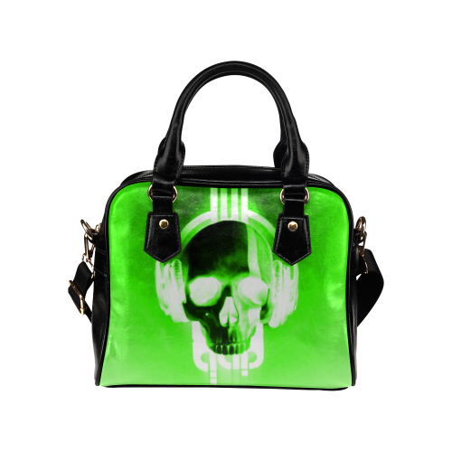 Cool Skulls Neon Green Metallic Shoulder Handbag (Model 1634)