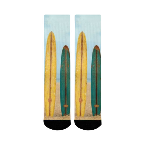GONE SURFIN' RETRO Mid-Calf Socks (Black Sole)
