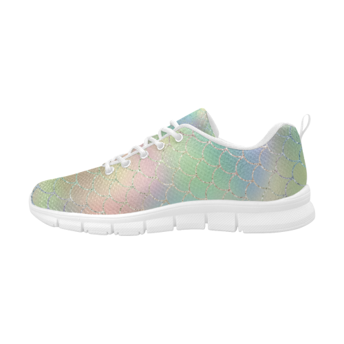 Pastel Mermaid Sparkles Women's Breathable Running Shoes/Large (Model 055)