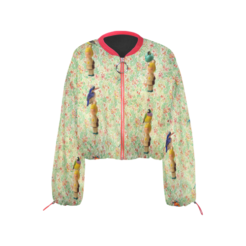 Daisy's Birds Cropped Chiffon Jacket for Women (Model H30)