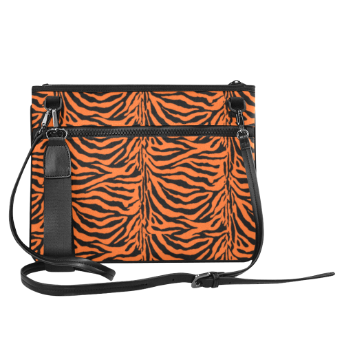 Zebra Animal Pattern on Orange Slim Clutch Bag (Model 1668)