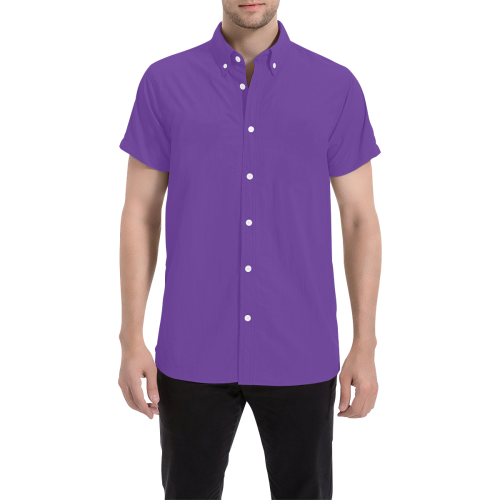 color rebecca purple Men's All Over Print Short Sleeve Shirt/Large Size (Model T53)