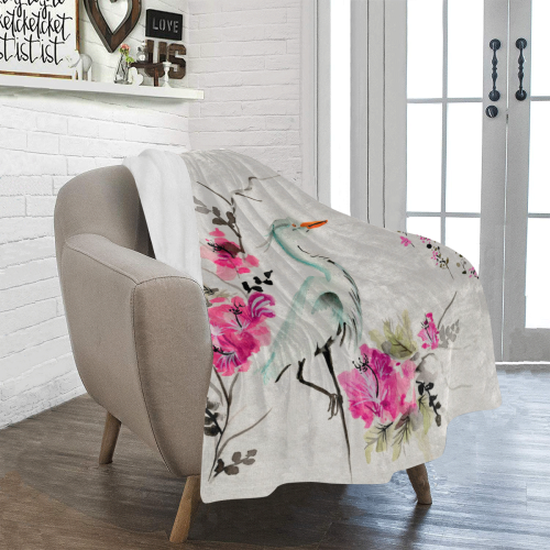 Pink Crane Flower Dream Ultra-Soft Micro Fleece Blanket 40"x50"