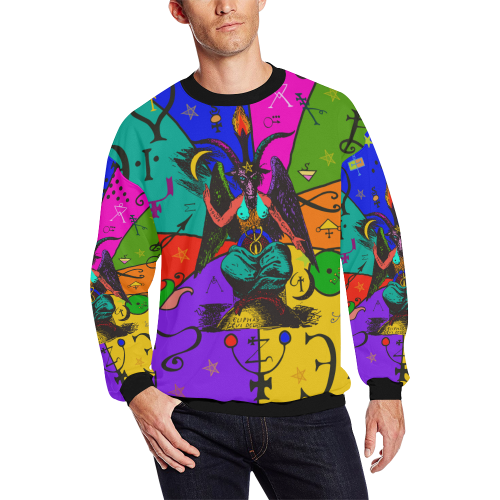 Awesome Baphomet Popart All Over Print Crewneck Sweatshirt for Men (Model H18)