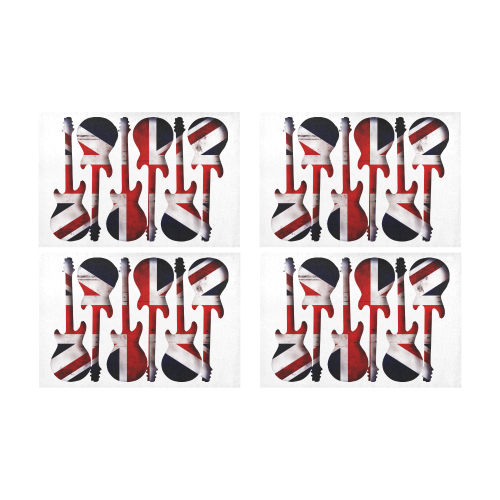 Union Jack British UK Flag Guitars Placemat 12’’ x 18’’ (Set of 4)