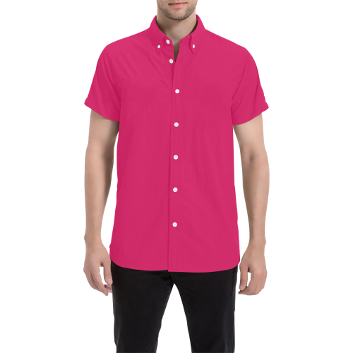 color ruby Men's All Over Print Short Sleeve Shirt (Model T53)