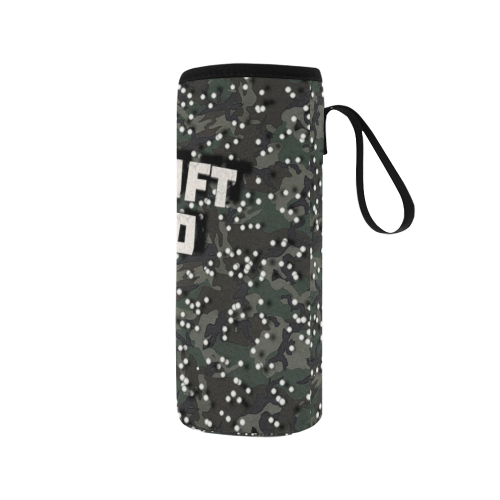 funny airsoft and paintball gamer woodland camouflage design parody Neoprene Water Bottle Pouch/Medium