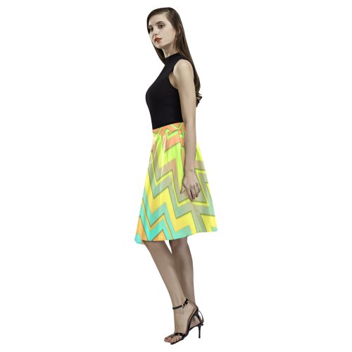 Summer Chevrons Melete Pleated Midi Skirt (Model D15)