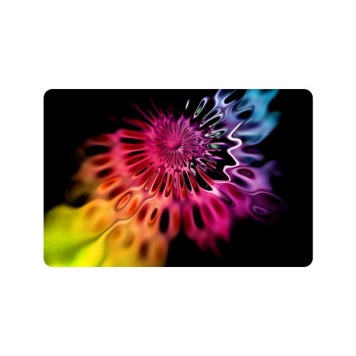 Magic Flower Flames Fractal - Psychedelic Colors Doormat 24"x16"