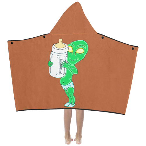 Alien Baby Boy Rust Kids' Hooded Bath Towels