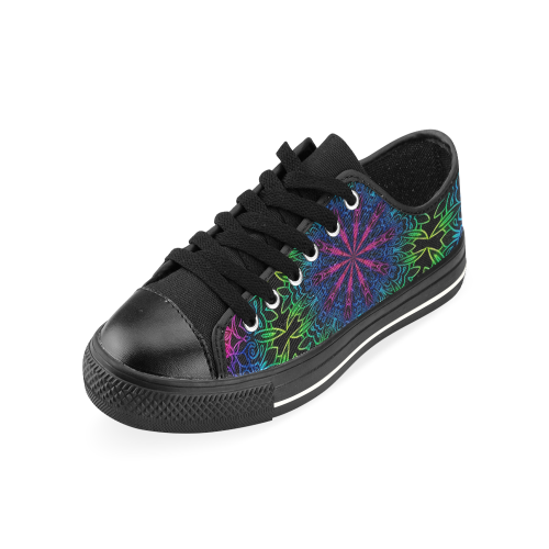 Rainbow Scratch Art Mandala Kaleidoscope Abstract Canvas Women's Shoes/Large Size (Model 018)
